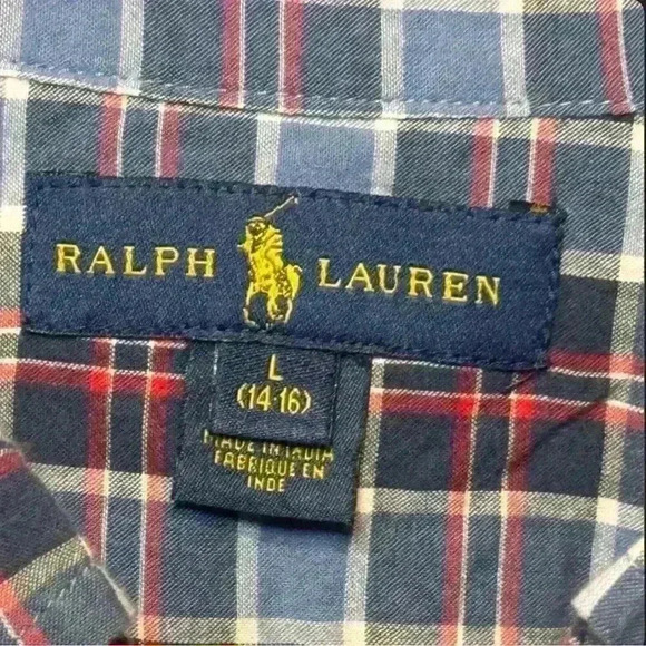 Ralph Lauren Boys Plaid Short Sleeve Button-Up Shirt Size Large - Picture 4 of 7